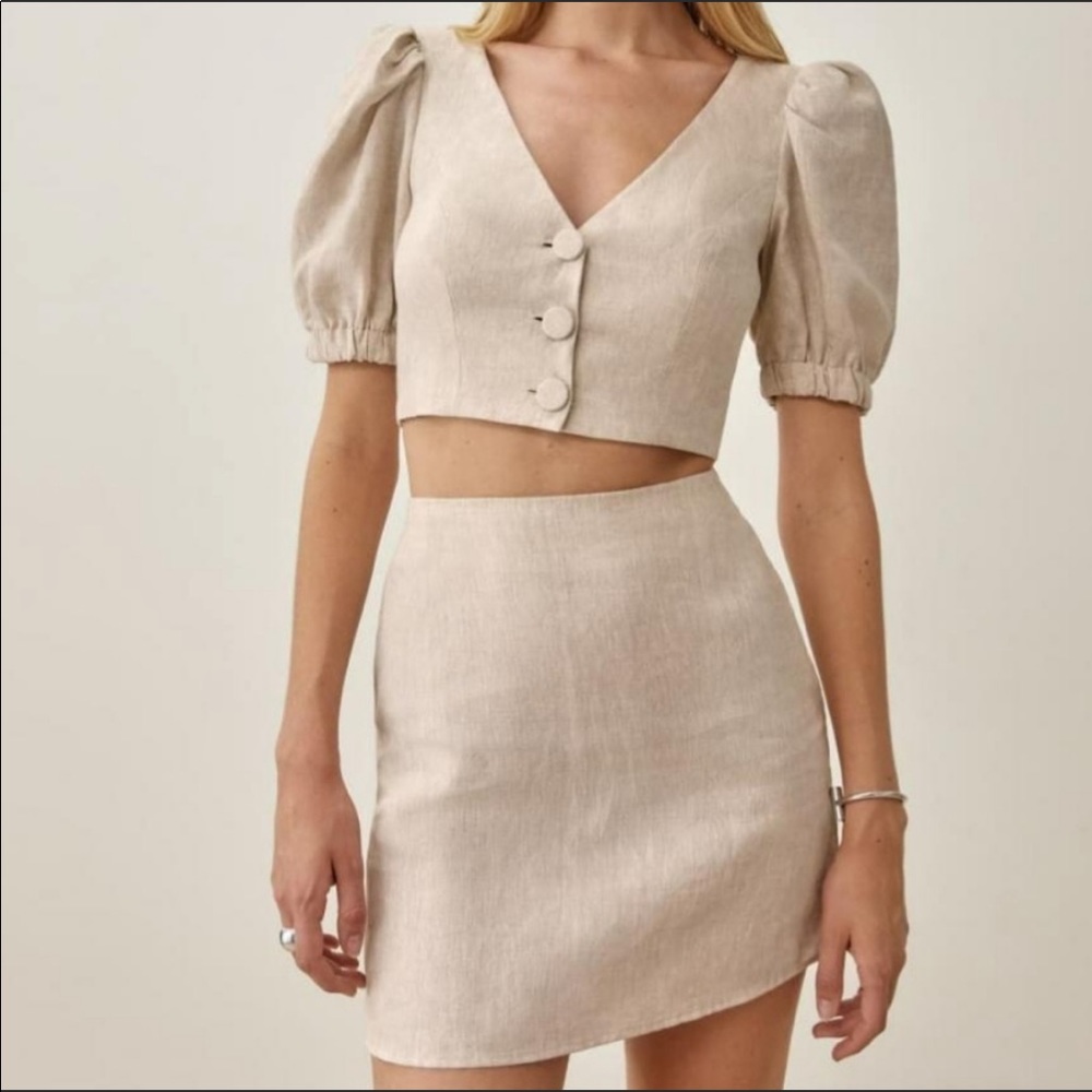 Reformation Ethel Linen Two Piece Set 10 New - Picture 1 of 5